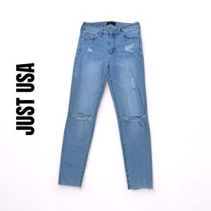031 Just USA Light Blue Distressed Jeans 3 Womens